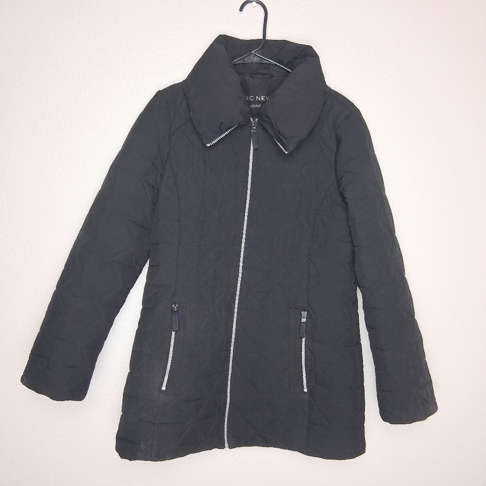 Marc New York Andrew Marc Womens Black Stretch Faux Down Coat Size M